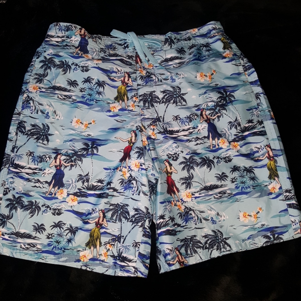 NWOT - Route 66 Hula Dancing Girls Swim Shorts